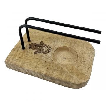 Wood Iron Palo Santo Burner, 4", Hamsa, Each